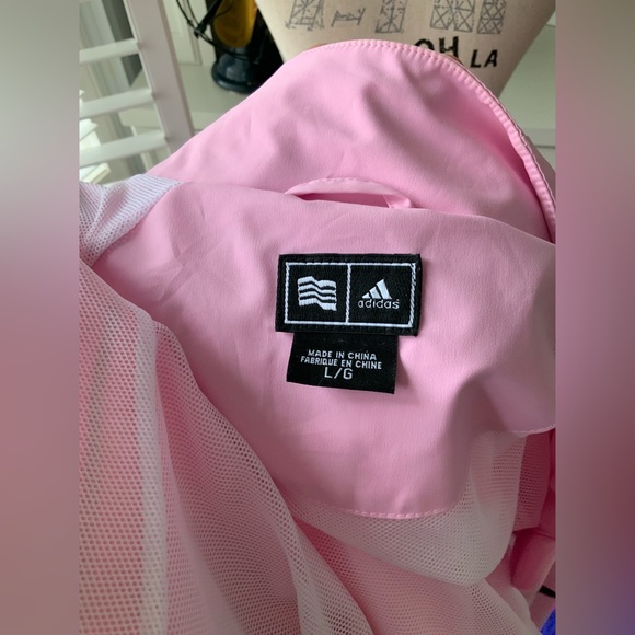 ADIDAS BARBIE Pink Climaproof Waterproof Light Jacket Women’s Size Large - Picture 9 of 11